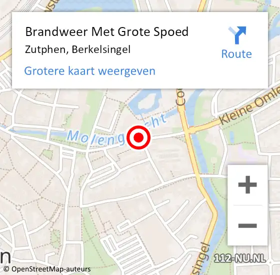 Locatie op kaart van de 112 melding: Brandweer Met Grote Spoed Naar Zutphen, Berkelsingel op 4 januari 2017 04:00