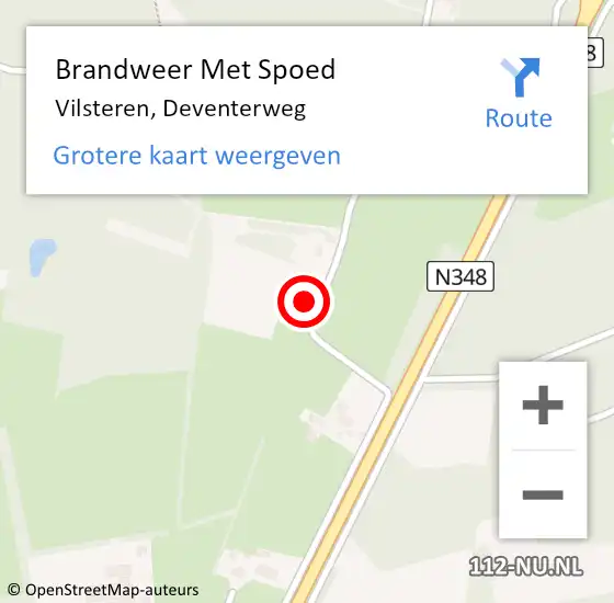 Locatie op kaart van de 112 melding: Brandweer Met Spoed Naar Vilsteren, Deventerweg op 4 januari 2017 04:35