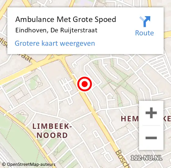 Locatie op kaart van de 112 melding: Ambulance Met Grote Spoed Naar Eindhoven, De Ruijterstraat op 4 januari 2017 05:24