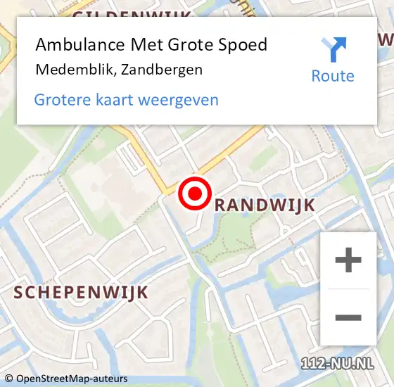 Locatie op kaart van de 112 melding: Ambulance Met Grote Spoed Naar Medemblik, Zandbergen op 4 januari 2017 05:36