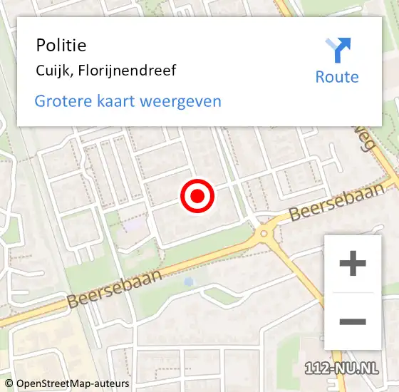 Locatie op kaart van de 112 melding: Politie Cuijk, Florijnendreef op 4 januari 2017 08:50