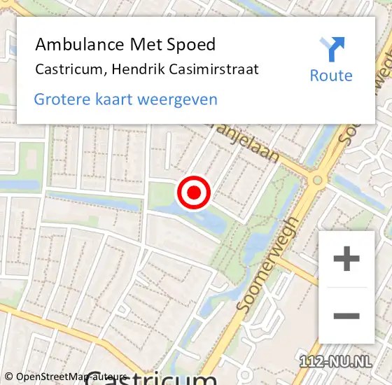 Locatie op kaart van de 112 melding: Ambulance Met Spoed Naar Castricum, Hendrik Casimirstraat op 4 januari 2017 08:52