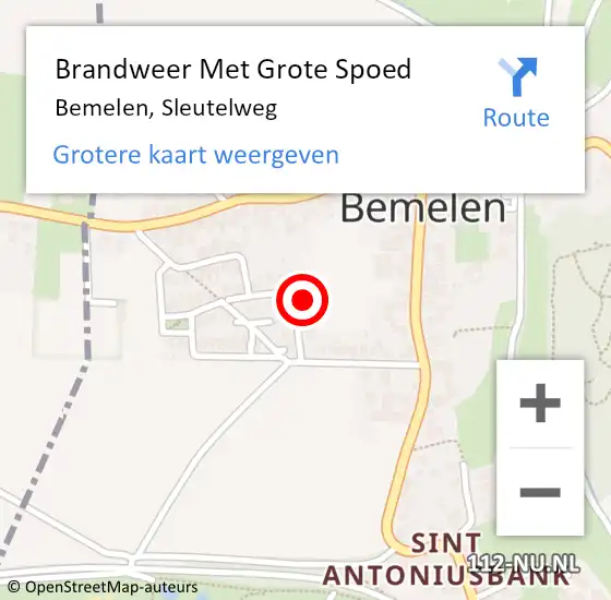 Locatie op kaart van de 112 melding: Brandweer Met Grote Spoed Naar Bemelen, Sleutelweg op 4 januari 2017 09:39