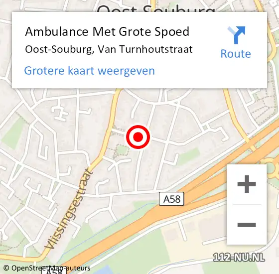 Locatie op kaart van de 112 melding: Ambulance Met Grote Spoed Naar Oost-Souburg, Van Turnhoutstraat op 4 januari 2017 09:50