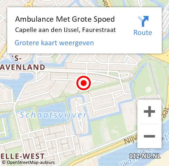 Locatie op kaart van de 112 melding: Ambulance Met Grote Spoed Naar Capelle aan den IJssel, Faurestraat op 4 januari 2017 10:51