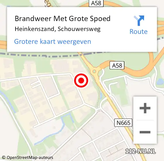 Locatie op kaart van de 112 melding: Brandweer Met Grote Spoed Naar Heinkenszand, Schouwersweg op 4 januari 2017 12:09