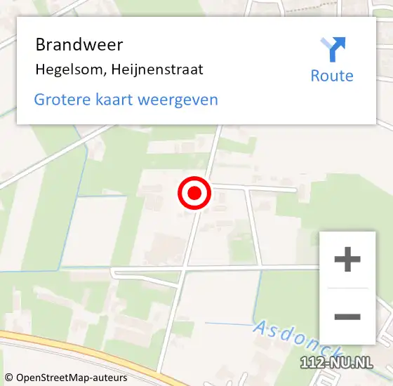 Locatie op kaart van de 112 melding: Brandweer Hegelsom, Heijnenstraat op 4 januari 2017 12:32