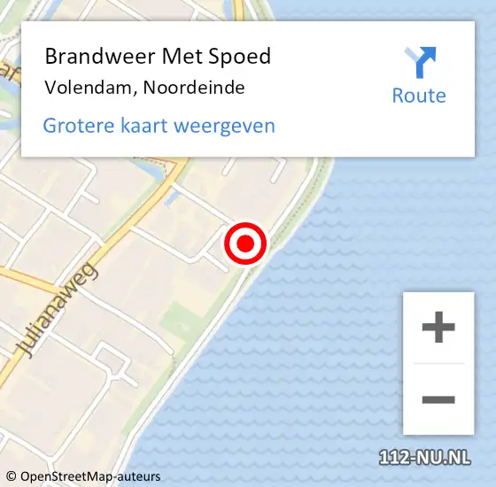 Locatie op kaart van de 112 melding: Brandweer Met Spoed Naar Volendam, Noordeinde op 4 januari 2017 12:33