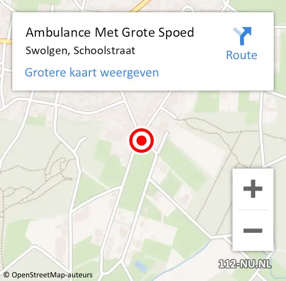 Locatie op kaart van de 112 melding: Ambulance Met Grote Spoed Naar Swolgen, Schoolstraat op 6 januari 2014 19:15