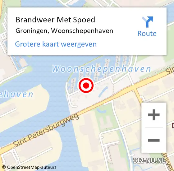 Locatie op kaart van de 112 melding: Brandweer Met Spoed Naar Groningen, Woonschepenhaven op 4 januari 2017 13:19