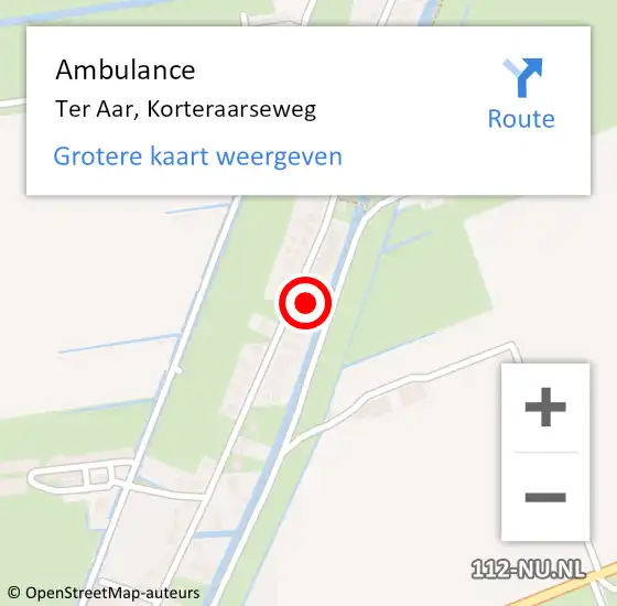 Locatie op kaart van de 112 melding: Ambulance Ter Aar, Korteraarseweg op 4 januari 2017 13:23