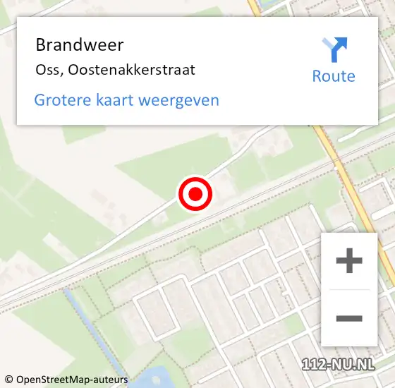 Locatie op kaart van de 112 melding: Brandweer Oss, Oostenakkerstraat op 4 januari 2017 13:37