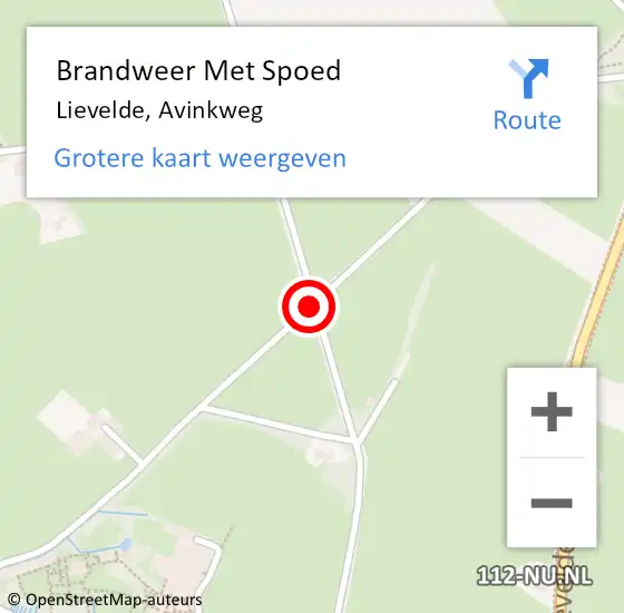 Locatie op kaart van de 112 melding: Brandweer Met Spoed Naar Lievelde, Avinkweg op 4 januari 2017 13:54