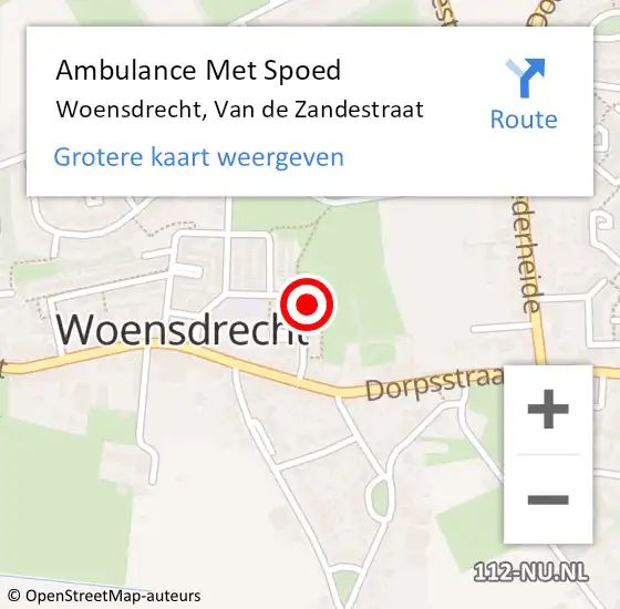 Locatie op kaart van de 112 melding: Ambulance Met Spoed Naar Woensdrecht, Van de Zandestraat op 4 januari 2017 14:08