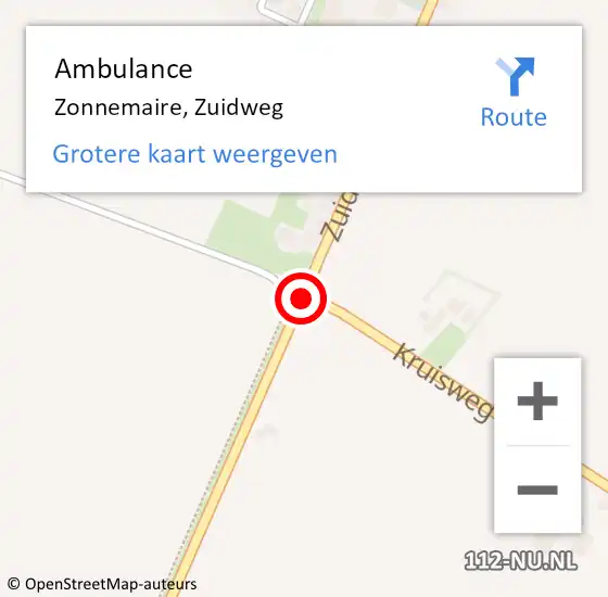 Locatie op kaart van de 112 melding: Ambulance Zonnemaire, Zuidweg op 4 januari 2017 14:08