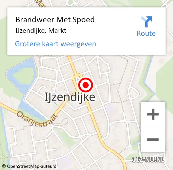 Locatie op kaart van de 112 melding: Brandweer Met Spoed Naar IJzendijke, Markt op 4 januari 2017 14:33