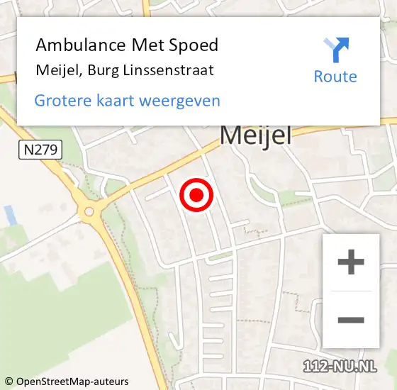 Locatie op kaart van de 112 melding: Ambulance Met Spoed Naar Meijel, Burg Linssenstraat op 4 januari 2017 15:09