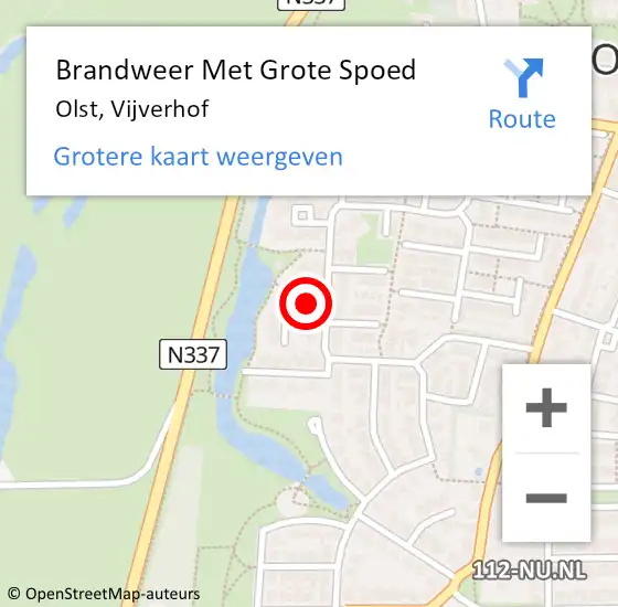 Locatie op kaart van de 112 melding: Brandweer Met Grote Spoed Naar Olst, Vijverhof op 4 januari 2017 15:15