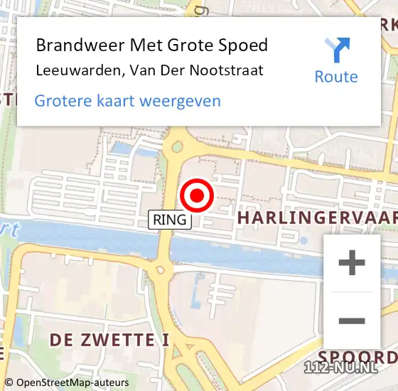 Locatie op kaart van de 112 melding: Brandweer Met Grote Spoed Naar Leeuwarden, Van Der Nootstraat op 4 januari 2017 15:23