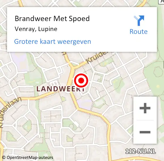 Locatie op kaart van de 112 melding: Brandweer Met Spoed Naar Venray, Lupine op 4 januari 2017 15:25