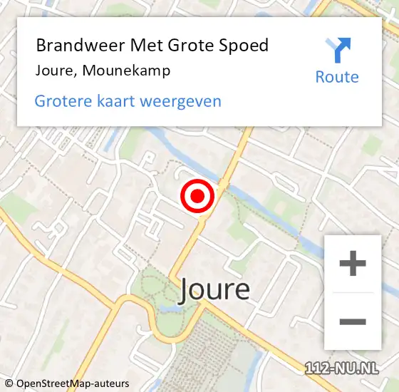 Locatie op kaart van de 112 melding: Brandweer Met Grote Spoed Naar Joure, Mounekamp op 4 januari 2017 16:17