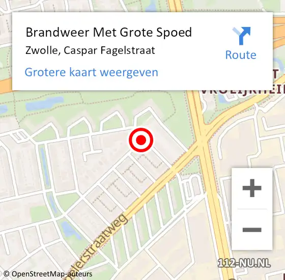 Locatie op kaart van de 112 melding: Brandweer Met Grote Spoed Naar Zwolle, Caspar Fagelstraat op 4 januari 2017 18:07