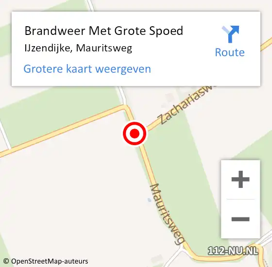 Locatie op kaart van de 112 melding: Brandweer Met Grote Spoed Naar IJzendijke, Mauritsweg op 6 januari 2014 19:57