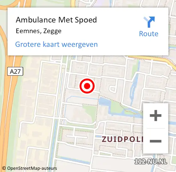 Locatie op kaart van de 112 melding: Ambulance Met Spoed Naar Eemnes, Zegge op 4 januari 2017 19:01