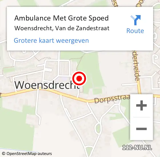 Locatie op kaart van de 112 melding: Ambulance Met Grote Spoed Naar Woensdrecht, Van de Zandestraat op 4 januari 2017 19:04