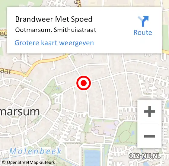 Locatie op kaart van de 112 melding: Brandweer Met Spoed Naar Ootmarsum, Smithuisstraat op 4 januari 2017 19:11