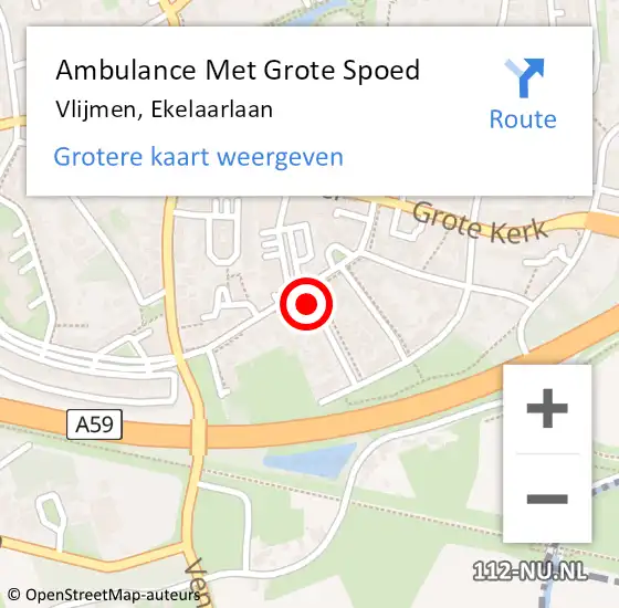 Locatie op kaart van de 112 melding: Ambulance Met Grote Spoed Naar Vlijmen, Ekelaarlaan op 4 januari 2017 19:16