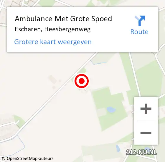 Locatie op kaart van de 112 melding: Ambulance Met Grote Spoed Naar Escharen, Heesbergenweg op 4 januari 2017 19:19