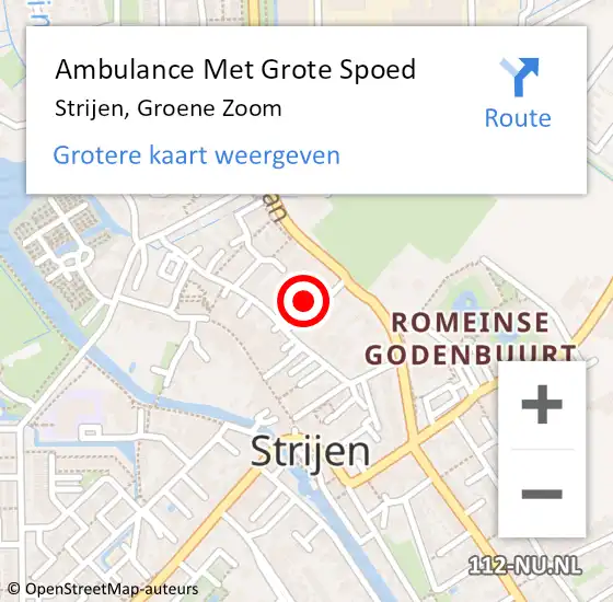 Locatie op kaart van de 112 melding: Ambulance Met Grote Spoed Naar Strijen, Groene Zoom op 4 januari 2017 20:00