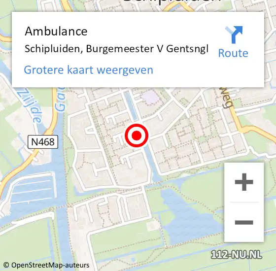 Locatie op kaart van de 112 melding: Ambulance Schipluiden, Burgemeester V Gentsngl op 4 januari 2017 20:05