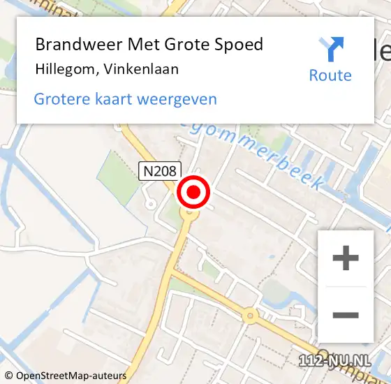 Locatie op kaart van de 112 melding: Brandweer Met Grote Spoed Naar Hillegom, Vinkenlaan op 4 januari 2017 20:43