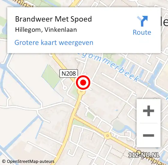 Locatie op kaart van de 112 melding: Brandweer Met Spoed Naar Hillegom, Vinkenlaan op 4 januari 2017 21:05