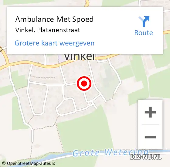 Locatie op kaart van de 112 melding: Ambulance Met Spoed Naar Vinkel, Platanenstraat op 4 januari 2017 21:27