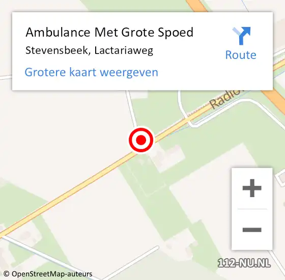 Locatie op kaart van de 112 melding: Ambulance Met Grote Spoed Naar Stevensbeek, Lactariaweg op 4 januari 2017 21:50