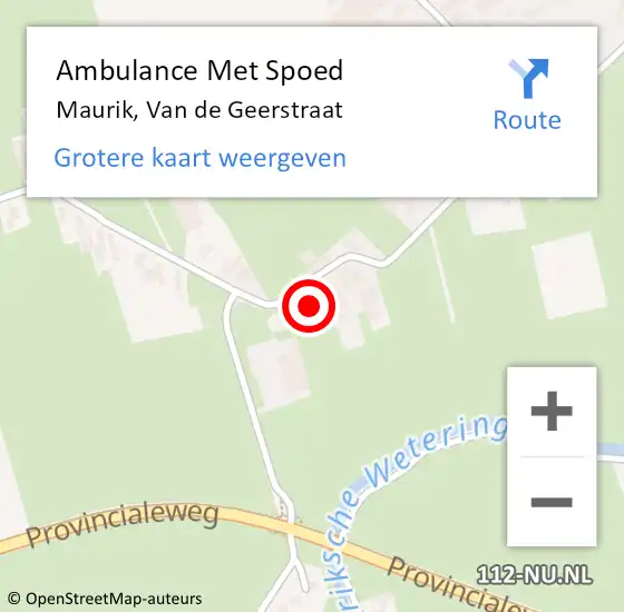 Locatie op kaart van de 112 melding: Ambulance Met Spoed Naar Maurik, Van de Geerstraat op 4 januari 2017 22:07