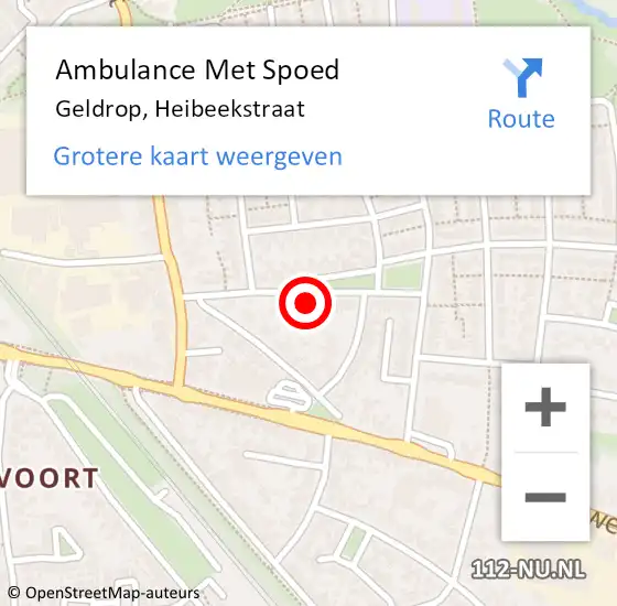 Locatie op kaart van de 112 melding: Ambulance Met Spoed Naar Geldrop, Heibeekstraat op 4 januari 2017 22:21