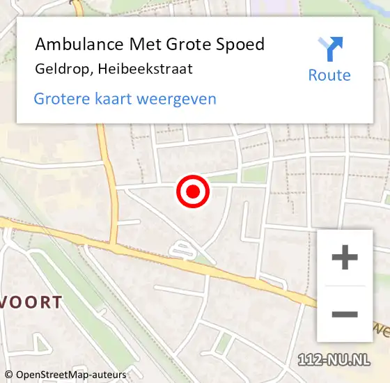 Locatie op kaart van de 112 melding: Ambulance Met Grote Spoed Naar Geldrop, Heibeekstraat op 4 januari 2017 22:26