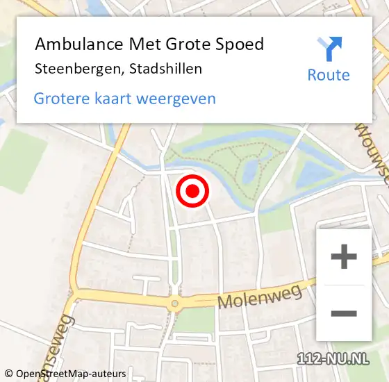 Locatie op kaart van de 112 melding: Ambulance Met Grote Spoed Naar Steenbergen, Stadshillen op 4 januari 2017 22:27