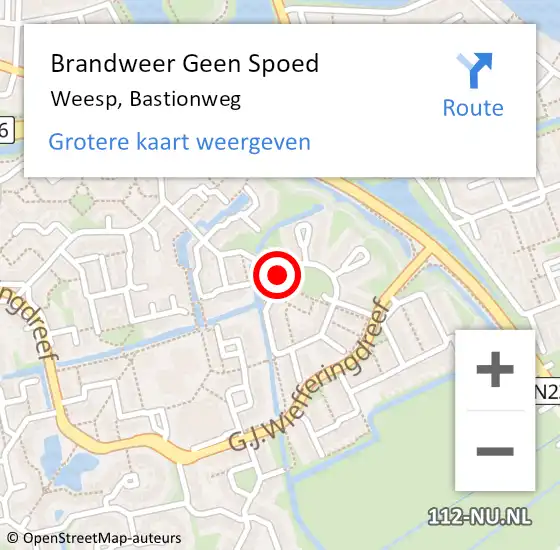 Locatie op kaart van de 112 melding: Brandweer Geen Spoed Naar Weesp, Bastionweg op 5 januari 2017 00:03