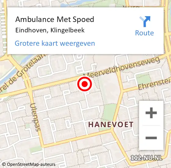 Locatie op kaart van de 112 melding: Ambulance Met Spoed Naar Eindhoven, Klingelbeek op 5 januari 2017 00:38