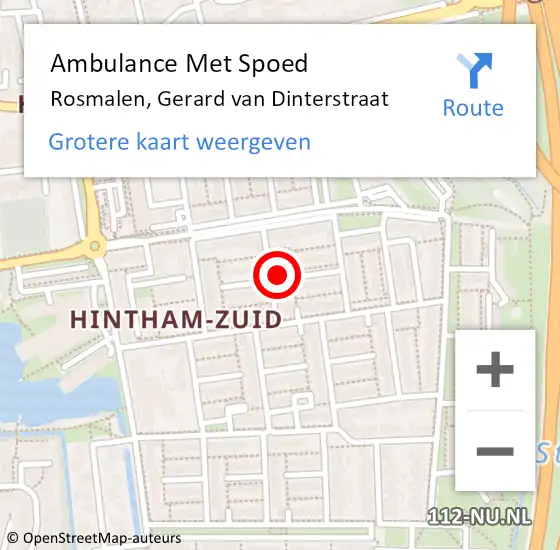 Locatie op kaart van de 112 melding: Ambulance Met Spoed Naar Rosmalen, Gerard van Dinterstraat op 5 januari 2017 02:09