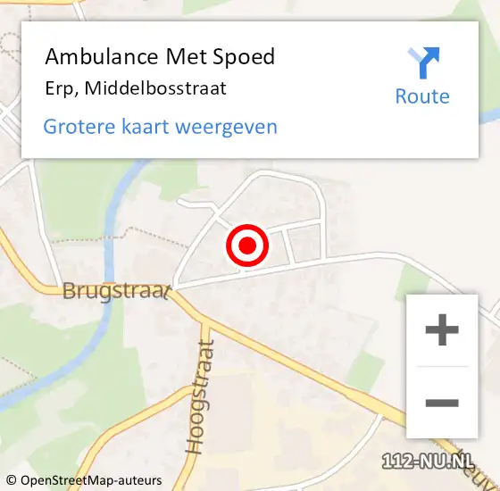Locatie op kaart van de 112 melding: Ambulance Met Spoed Naar Erp, Middelbosstraat op 5 januari 2017 02:56
