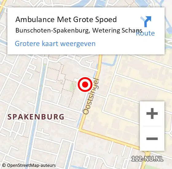 Locatie op kaart van de 112 melding: Ambulance Met Grote Spoed Naar Bunschoten-Spakenburg, Wetering Schans op 5 januari 2017 03:39