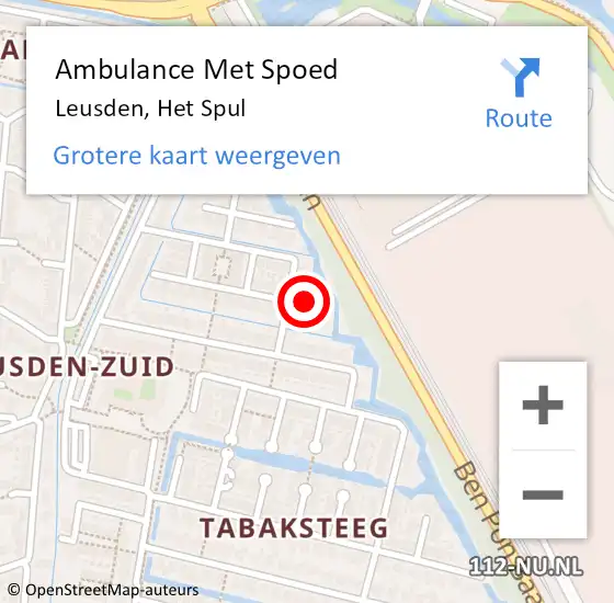 Locatie op kaart van de 112 melding: Ambulance Met Spoed Naar Leusden, Het Spul op 5 januari 2017 06:05