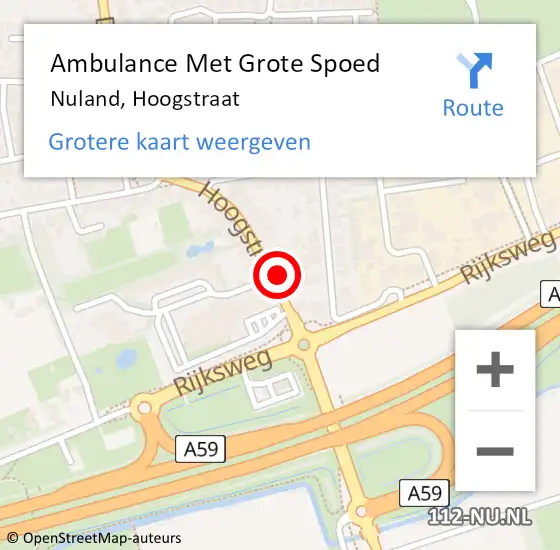 Locatie op kaart van de 112 melding: Ambulance Met Grote Spoed Naar Nuland, Hoogstraat op 5 januari 2017 06:38