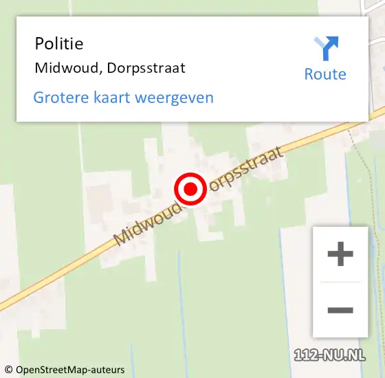 Locatie op kaart van de 112 melding: Politie Midwoud, Dorpsstraat op 5 januari 2017 06:51